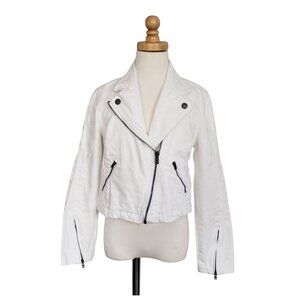 Girl's Sz 8 Polo Ralph Lauren White Asymmetrical Zip Moto Denim Spring Jacket